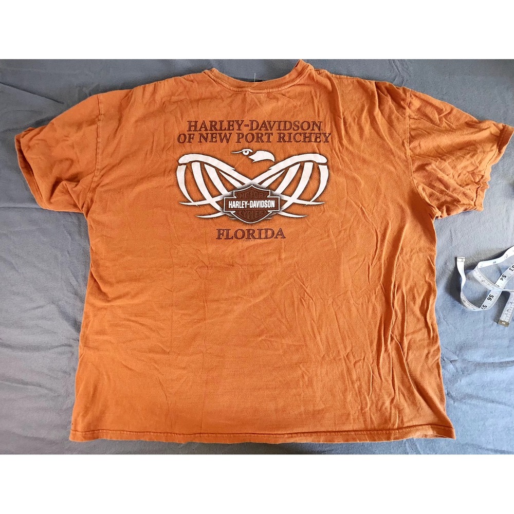 Harley Davidson HDMC port richey, fl orange mens sz 3XL shirt biker double-sided - Picture 2 of 5